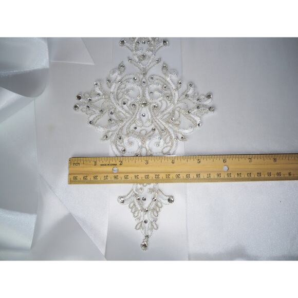 White lace beaded bridal belt sash rhinestone lace wedding bridal dress belt - Picture 5 of 6